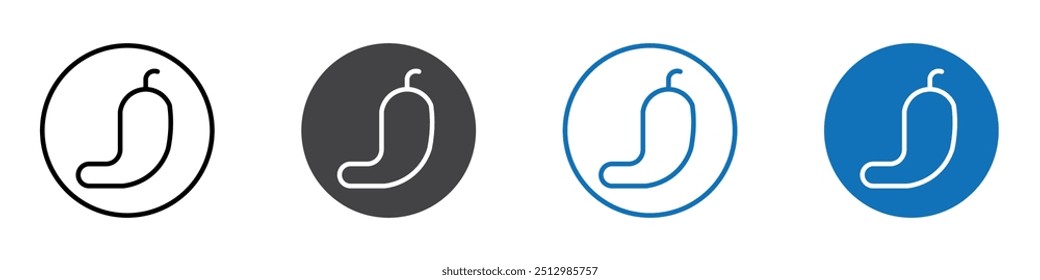 Chilli icon flat editable icon mark set.