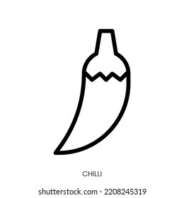 chilli icon. Line Art Style Design Isolated On White Background