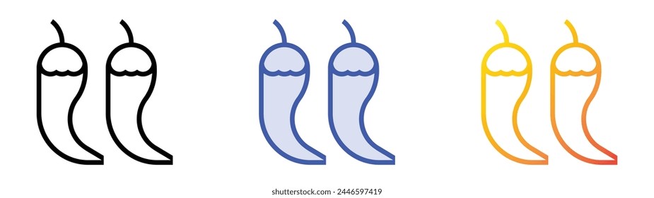 chilli icon. Linear, Blue Fill and Gradient Style Design Isolated On White Background