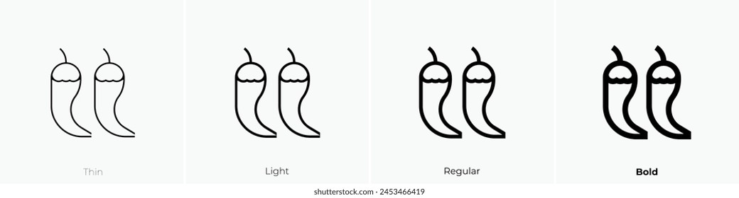 chilli icon. Thin, Light Regular And Bold style design isolated on white background