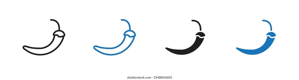 Ícone chili Vetor definir contorno