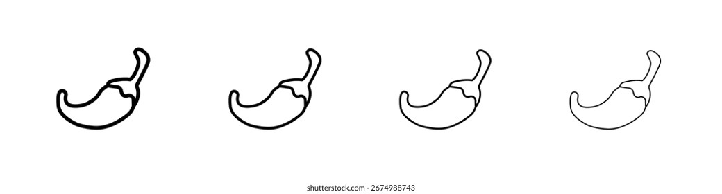 Chilli icons. line strokes simple icons