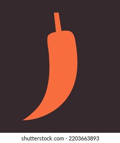 Chilli illustration. Flat modern abstract clip art with fresh vegetable. Isolated vector icon in doodle style for vegan, vegetarian merch.