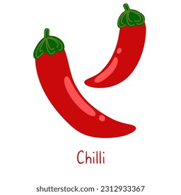 Chilli isolated hand drawn illustration on a white background. Simple poster and card