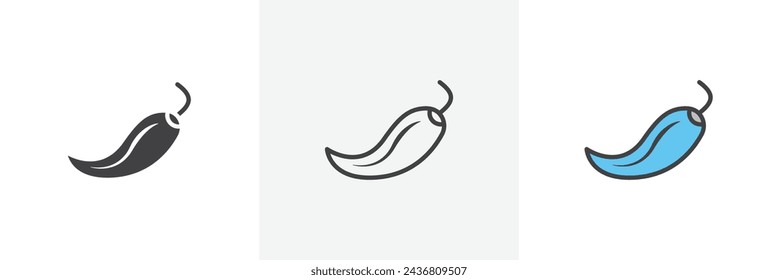 Diseño de estilo de icono de línea aislada de chile. Ilustración vectorial simple