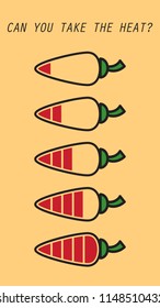 Chilli level poster. cartoon vector. wallpaper. background. label.