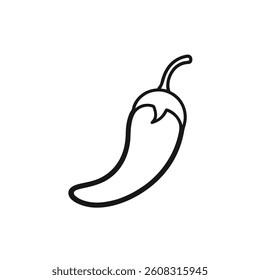 Chilli line art vector icon on white background