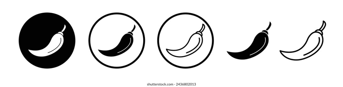 Chilli Line Icon. Fiery Flavor icon in outline and solid flat style.