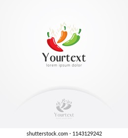 Chilli logo design, Vector illustration of chili pepper in fire, Spicy pepper logo template