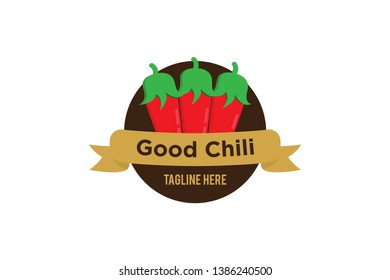 Chilli logo and icon for food label or sticker, vector illustration design template