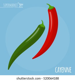 Chilli.  Ícone de vetor de design plano de sombra longa.
