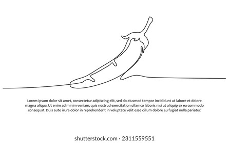 Chilli one continuous line design. Vegetable symbol design concept. Decorative elements drawn on a white background.