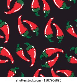 Chilli pattern. Drawing made in loose stroke. Editable vector.