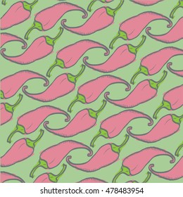 Chilli pepper background. Vector file contains illustration and green background layer