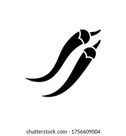 Chilli pepper black glyph icon. Mexican food. Fresh vegetable to prepare hot sauce. Jalapeno for salsa. Whole veggie to make seasoning. Silhouette symbol on white space. Vector isolated illustration