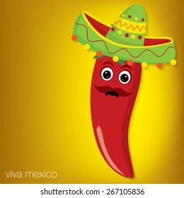 Chilli pepper cartoon character card in vector format.