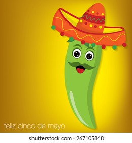 Chilli pepper cartoon character card in vector format.