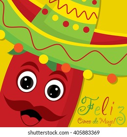 Chilli pepper character card in vector format.
