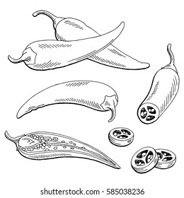 Chilli pepper graphic black white isolated sketch illustration vector