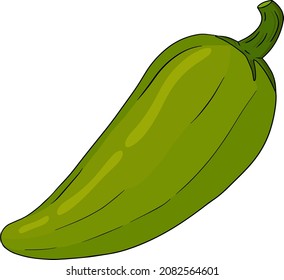 Chili Pepper. Ilustración vectorial de color dibujada a mano, aislada en fondo blanco. Icono de Chili