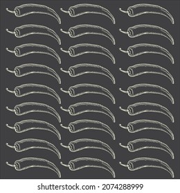 Chilli pepper. Hand drawn engraving style seamless pattern