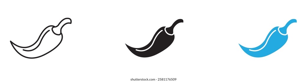 Chilli pepper icon black white vector outline