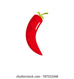Chilli pepper icon. Flat illustration of chilli pepper vector icon isolated on white background