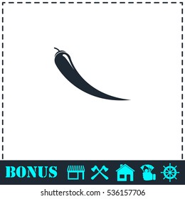 Chilli pepper icon flat. Simple vector symbol and bonus icon