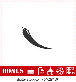 Chilli pepper icon flat. Simple vector symbol and bonus icon