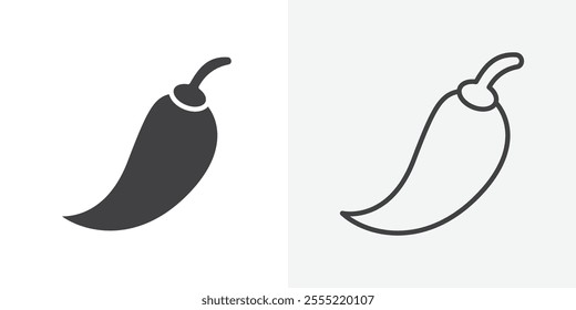 Chilli pepper icon. outlined vector style.