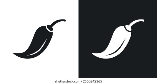 Chilli pepper icon pack in black color.