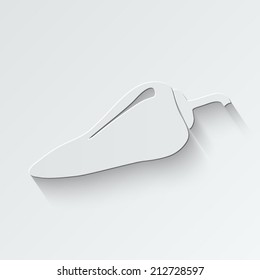 chilli pepper icon - paper vector illustration with shadow on light background