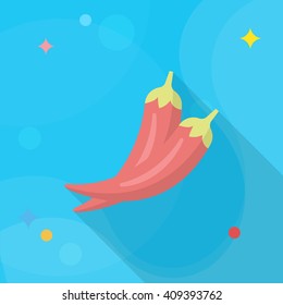 Chilli pepper  icon, Vector flat long shadow design. EPS10