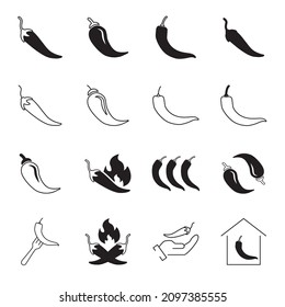 chilli pepper icons set. chilli pepper pack symbol vector elements for infographic web