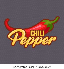 Chilli pepper logo for food label or sticker. Concept for farmers market, organic food, natural product design. Vector illustration. EPS 10
