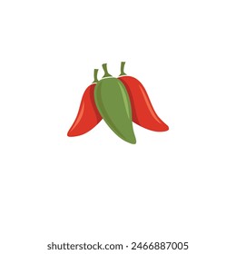 Chilli pepper logo for food label or sticker. Concept for farmers market, organic food, natural product design.Vector illustration.