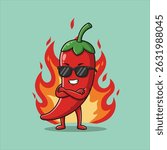 Chilli pepper mascot  illustration premium vector The Concept of Isolated Technology. Flat Cartoon Style Suitable for Landing Web Pages, Banners, Flyers, Stickers, Cards