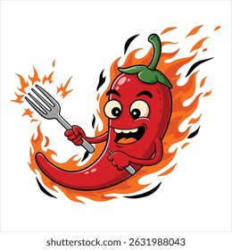 Chilli pepper mascot  illustration premium vector The Concept of Isolated Technology. Flat Cartoon Style Suitable for Landing Web Pages, Banners, Flyers, Stickers, Cards
