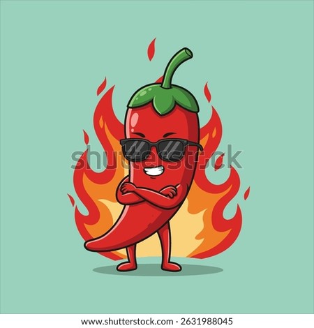 Chilli pepper mascot  illustration premium vector The Concept of Isolated Technology. Flat Cartoon Style Suitable for Landing Web Pages, Banners, Flyers, Stickers, Cards