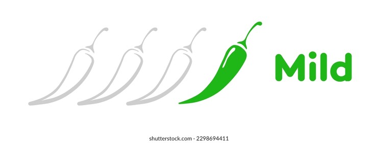 Chilli pepper mild level label isolated on background