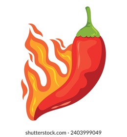 chilli pepper on fire vector isolated