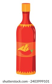 chilli pepper sauce bottle vector isolated