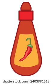 chilli pepper sause bottle vector isolated