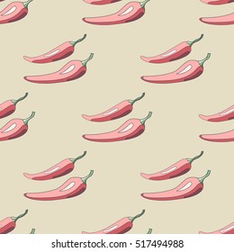 Chilli pepper seamless pattern. Vector illustration