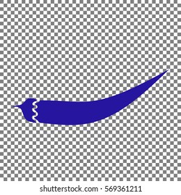 Chilli pepper sign. Blue icon on transparent background.