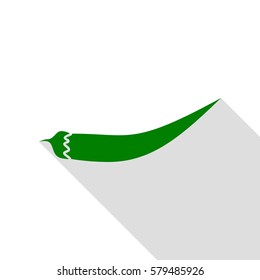Chilli pepper sign. Green icon with flat style shadow path.