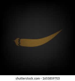 Chilli pepper sign. Icon as grid of small orange light bulb in darkness. Illustration.