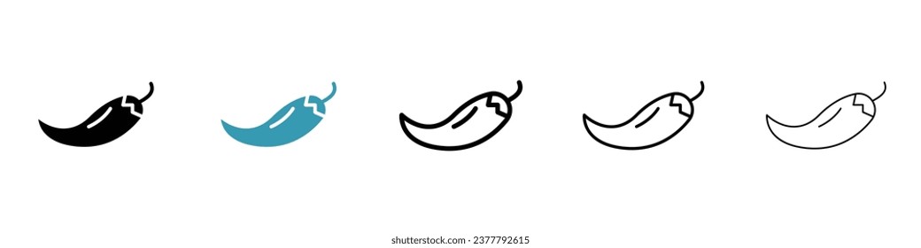 Juego de iconos de pimienta chile. Símbolo spicy jalapeno chilly vector. Icono de la línea chili para los diseños de ui.