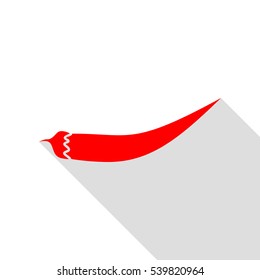 Chilli pepper sign. Red icon with flat style shadow path.