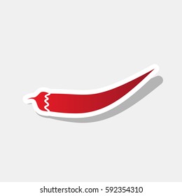 Chilli pepper sign. Vector. New year reddish icon with outside stroke and gray shadow on light gray background.